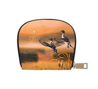 DNBCLEZK Seagulls by The Lake in The Sunset Pu Leather Semicircle Card Holder Wallet, Compact Zipper Card Case with 12 Card Slots 2 Main Compartments,Water-Resistant Small Purse