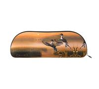 DNBCLEZK Seagulls By The Lake in The Sunset Semicircular Pencil Case, Full-Pattern Printed Pen Pouch, Premium PVC Cross-Grain Leather with Polyester Lining