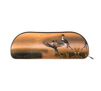 DNBCLEZK Seagulls By The Lake in The Sunset Semicircular Pencil Case, Full-Pattern Printed Pen Pouch, Premium PVC Cross-Grain Leather with Polyester Lining