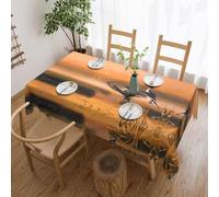 DNBCLEZK Seagulls By The Lake In The Sunset Square Tablecloth 54x72 Inch Waterproof Polyester Table Cloth With Lace Edge,Wrinkle Resistant Washable Fabric For Dining Table