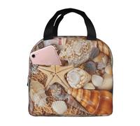 DNBCLEZK Seashell Landscape On The Beach Insulated Lunch Bag with Aluminum-Foil Layer,Leakproof Thermal Lunch Box Tote,Waterproof Oxford-Cloth Fabric