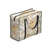 DNBCLEZK Seashell Sandy Beach Large Tote Shopping Bag With Artistic Print,Water-Resistant Oxford-Fabric,Heavy Duty Carry Handles (28cm)