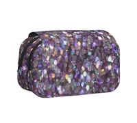 DNBCLEZK Sequin Pattern Double Layer Flip-Top Pencil Case,Large Capacity 50 Pens Organizer, Durable Polyester Stationery Holder for School, Art Travel (All-Over Print)