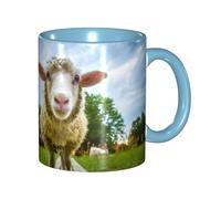 DNBCLEZK Sheep Looking Camera Double Color Full Wrap Design Ceramic Mug,Coffee Cup with Smooth Gloss Finish, Heat-Resistant Safe, Ideal for Home, Office