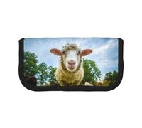 DNBCLEZK Sheep Looking Camera Large Cute Canvas Pencil Case for Girls Boys,Print Personalised Pencil Case Stationery Storage Bags