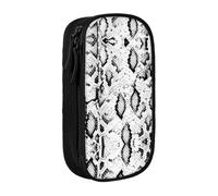 DNBCLEZK Snake Skin Black and White Double Layer Large Capacity Pencil Case,Print Polyester Oxford-Cloth Stationery Pouch with Multi Slots, Multi-Compartment Storage Bag