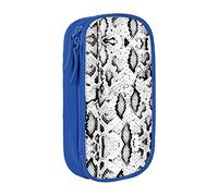 DNBCLEZK Snake Skin Black and White Double Layer Large Capacity Pencil Case,Print Polyester Oxford-Cloth Stationery Pouch with Multi Slots, Multi-Compartment Storage Bag