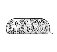 DNBCLEZK Snake Skin Black and White Semicircular Pencil Case, Full-Pattern Printed Pen Pouch, Premium PVC Cross-Grain Leather with Polyester Lining