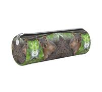 DNBCLEZK Squirrel in The Tree Cute Round Leather Pencil Case,Premium Smooth Zipper Durable Metal Puller,Full-Print Designer Stationery Organizer for School Office