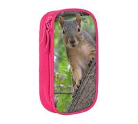 DNBCLEZK Squirrel in The Tree Double Layer Large Capacity Pencil Case,Print Polyester Oxford-Cloth Stationery Pouch with Multi Slots, Multi-Compartment Storage Bag