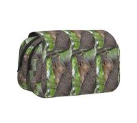 DNBCLEZK Squirrel in The Tree Flip Top Double Layer Pencil Case,Full Print Oxford-Cloth Stationery Pouch with Zipper and Sticky Flap,Large Capacity Pencil Bag