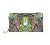 DNBCLEZK Squirrel in The Tree Long Leather Wristlet Wallet with Dual-Sided Print-Large Capacity Organizer with 12 Card Slots,Zippered Coin Pocket and Multiple Compartments