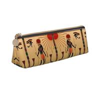 DNBCLEZK Sun Old Egyptian Timeless Grace Cute Leather Triangular Pencil Case,Premium Smooth Zipper Durable Metal Puller,Full-Print Designer Stationery Organizer for School Office