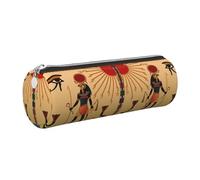DNBCLEZK Sun Old Egyptian Timeless Grace Cute Round Leather Pencil Case,Premium Smooth Zipper Durable Metal Puller,Full-Print Designer Stationery Organizer for School Office