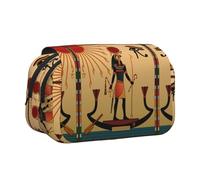 DNBCLEZK Sun Old Egyptian Timeless Grace Double Layer Flip-Top Pencil Case,Large Capacity 50 Pens Organizer, Durable Polyester Stationery Holder for School, Art Travel (All-Over Print)
