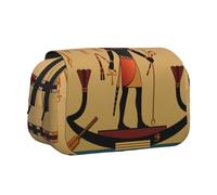 DNBCLEZK Sun Old Egyptian Timeless Grace Flip Top Double Layer Pencil Case,Full Print Oxford-Cloth Stationery Pouch with Zipper and Sticky Flap,Large Capacity Pencil Bag