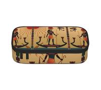 DNBCLEZK Sun Old Egyptian Timeless Grace Large Capacity Pencil Case with Compartments,Oxford-Fabric Pen Pouch with Multi-Pocket Zipper, Aesthetic Printed Stationery Bag