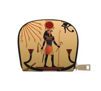 DNBCLEZK Sun Old Egyptian Timeless Grace Pu Leather Semicircle Card Holder Wallet, Compact Zipper Card Case with 12 Card Slots 2 Main Compartments,Water-Resistant Small Purse
