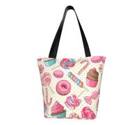 DNBCLEZK Sweet Lollipop Cupcake Women'S Printed Tote Bag, Large Capacity Shoulder Handbag, Polyester Fabric With Foam Padding,Inner Security Pocket