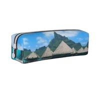 DNBCLEZK Tahiti Beach Cute Personalised Leather Pencil Case for Girls Boys,Print Stationery Storage Pencil Case