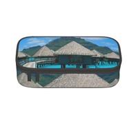 DNBCLEZK Tahiti Beach Large Canvas Pencil Case with Compartments for Girls Boys,Personalised Printed Stationery Storage Case