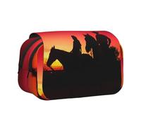 DNBCLEZK Texas Cowboy Double Layer Flip-Top Pencil Case,Large Capacity 50 Pens Organizer, Durable Polyester Stationery Holder for School, Art Travel (All-Over Print)