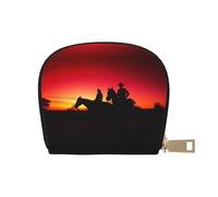 DNBCLEZK Texas Cowboy Pu Leather Semicircle Card Holder Wallet, Compact Zipper Card Case with 12 Card Slots 2 Main Compartments,Water-Resistant Small Purse