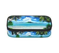 DNBCLEZK The Sea Large Capacity Pencil Case with Compartments,Oxford-Fabric Pen Pouch with Multi-Pocket Zipper, Aesthetic Printed Stationery Bag