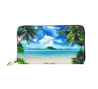 DNBCLEZK The Sea Long Leather Wristlet Wallet with Dual-Sided Print-Large Capacity Organizer with 12 Card Slots,Zippered Coin Pocket and Multiple Compartments