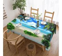 DNBCLEZK The Sea Square Tablecloth 54x72 Inch Waterproof Polyester Table Cloth With Lace Edge,Wrinkle Resistant Washable Fabric For Dining Table