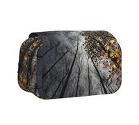 DNBCLEZK The Tree Flip Top Double Layer Pencil Case,Full Print Oxford-Cloth Stationery Pouch with Zipper and Sticky Flap,Large Capacity Pencil Bag