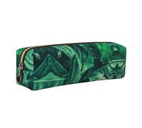 DNBCLEZK Tropical Banana Leaf Cute Leather Pencil Case,Premium Smooth Zipper Durable Metal Puller,Full-Print Designer Stationery Organizer for School Office