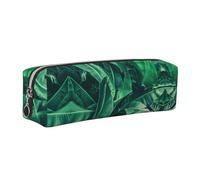 DNBCLEZK Tropical Banana Leaf Cute Leather Pencil Case,Premium Smooth Zipper Durable Metal Puller,Full-Print Designer Stationery Organizer for School Office