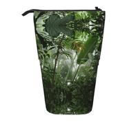 DNBCLEZK Tropical Rainforest Expandable Pencil Case,Oxford-Fabric Telescopic Pencil Pouch with Zipper, Portable Multifunctional Stationery Bag