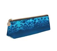 DNBCLEZK Underwater Cute Leather Triangular Pencil Case,Premium Smooth Zipper Durable Metal Puller,Full-Print Designer Stationery Organizer for School Office