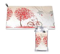 DNBCLEZK Valentine'S Day Bike Tree Red Heart Cycle Quick Dry Microfiber Towel,Super Absorbent Fast-Drying Travel Towel With Carabiner And Pouch,Lightweight Compact For Beach, Camping,Hiking,Gym