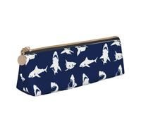 DNBCLEZK Various Sea Fish Pattern Cute Leather Triangular Pencil Case,Premium Smooth Zipper Durable Metal Puller,Full-Print Designer Stationery Organizer for School Office
