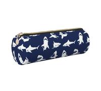 DNBCLEZK Various Sea Fish Pattern Cute Round Leather Pencil Case,Premium Smooth Zipper Durable Metal Puller,Full-Print Designer Stationery Organizer for School Office