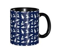 DNBCLEZK Various Sea Fish Pattern Double Color Full Wrap Design Ceramic Mug,Coffee Cup with Smooth Gloss Finish, Heat-Resistant Safe, Ideal for Home, Office