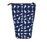 DNBCLEZK Various Sea Fish Pattern Expandable Pencil Case,Oxford-Fabric Telescopic Pencil Pouch with Zipper, Portable Multifunctional Stationery Bag