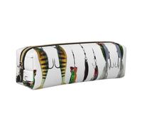 DNBCLEZK Various Type of Fishing Baits Cute Leather Pencil Case,Premium Smooth Zipper Durable Metal Puller,Full-Print Designer Stationery Organizer for School Office