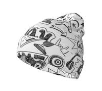 DNBCLEZK Video Game Boys Full Print Knitted Beanie for Men Women,Polyester Soft Stretchable Lightweight Warm Fashion Hat for Daily Use Or Outdoor Black