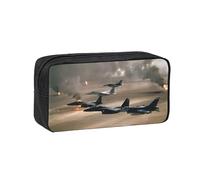 DNBCLEZK War Plane Simple Large-Capacity Pencil Case with Full Print,600d Oxford-Fabric,Durable Sturdy,Smooth Zipper, Pen Holder for School Office Travel