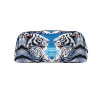 DNBCLEZK White Tiger Customizable Leather Zipper Pencil Case, Full-Print Design School and Office Stationery Holder (Personalized Pattern)