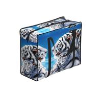 DNBCLEZK White Tiger Large Tote Shopping Bag With Artistic Print,Water-Resistant Oxford-Fabric,Heavy Duty Carry Handles (28cm)