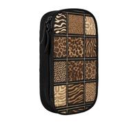 DNBCLEZK Wild Zoo Double Layer Large Capacity Pencil Case,Print Polyester Oxford-Cloth Stationery Pouch with Multi Slots, Multi-Compartment Storage Bag
