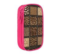 DNBCLEZK Wild Zoo Double Layer Large Capacity Pencil Case,Print Polyester Oxford-Cloth Stationery Pouch with Multi Slots, Multi-Compartment Storage Bag