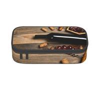 DNBCLEZK Wine Bottle Corks Grapes Large Canvas Pencil Case with Compartments for Girls Boys,Personalised Printed Stationery Storage Case