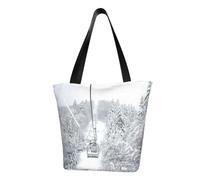 DNBCLEZK Winter Old Cable Ski Lift Women'S Printed Tote Bag, Large Capacity Shoulder Handbag, Polyester Fabric With Foam Padding,Inner Security Pocket