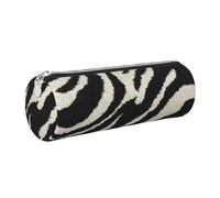 DNBCLEZK Zebra Animal Cute Round Leather Pencil Case,Premium Smooth Zipper Durable Metal Puller,Full-Print Designer Stationery Organizer for School Office